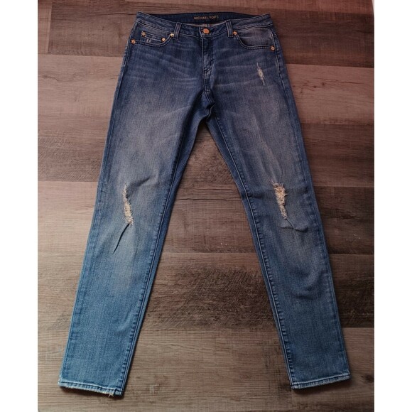 Michael Kors Dillon Relaxed, Women's Size 2 Distressed Blue Jeans - Picture 3 of 12